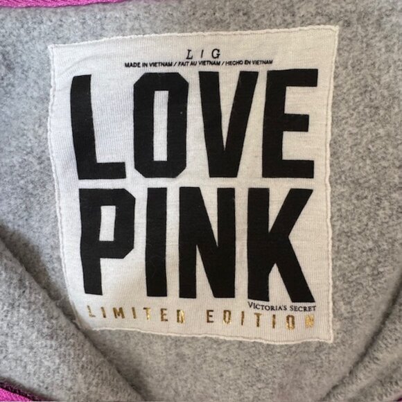NWT Y2K 2012 Rare Victoria's Secret PINK Limited Edition Zip Hoodie Grey Large - Picture 3 of 7